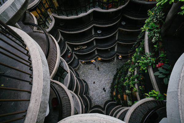 Singapore, March 24, 2018: The distinct and futuristic architecture of the Hive along Nanyang Avenue at NTU in Singapore. It was developed to showcase a green and sustainable building.
