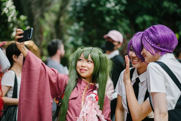 Singapore March 2018 Young Cosplayers Dress Japanese Anime Manga Characters — Stock Photo, Image