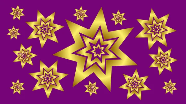 Fondo púrpura con estrellas de oro 3 — Vector de stock