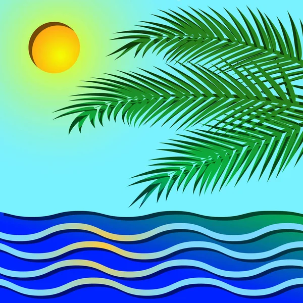 Пальма и море — стоковый вектор