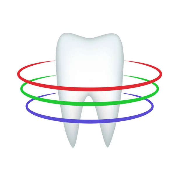 Trippelskydd av vita tanden från förfall och förstörelse. — Stock vektor