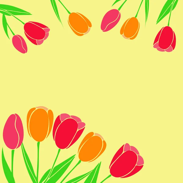 Векторная иллюстрация красно-желтых тюльпанов, используемых в качестве открытки в м — стоковый вектор