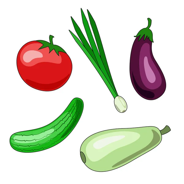 一组蔬菜图标。西红柿 Vectron 插图, cucum — 图库矢量图片