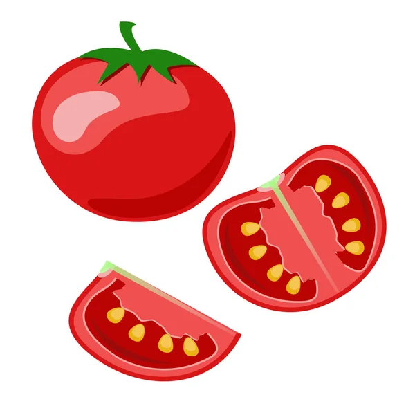 Vector ikonen av en röd tomat isolerad på vit bakgrund. Flat d — Stock vektor