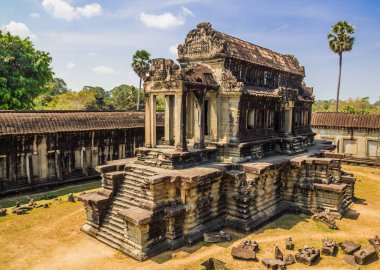 Antik Bina üzerinde bölge Angkor Wat Tapınağı'nda karmaşık Angkor, Siem Reap, Kamboçya