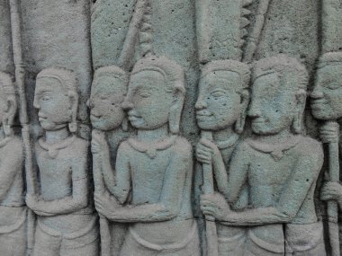 Antik duvarda eski bir süs yosun, Angkor Wat, Kamboçya