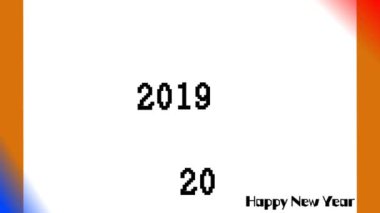 2019 digits changing to 2020. Happy new year words video. Animated clip with different colors.