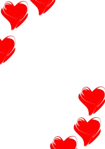 Red Love Hearts Border Frame Background Design Paper Size Use — 스톡 사진