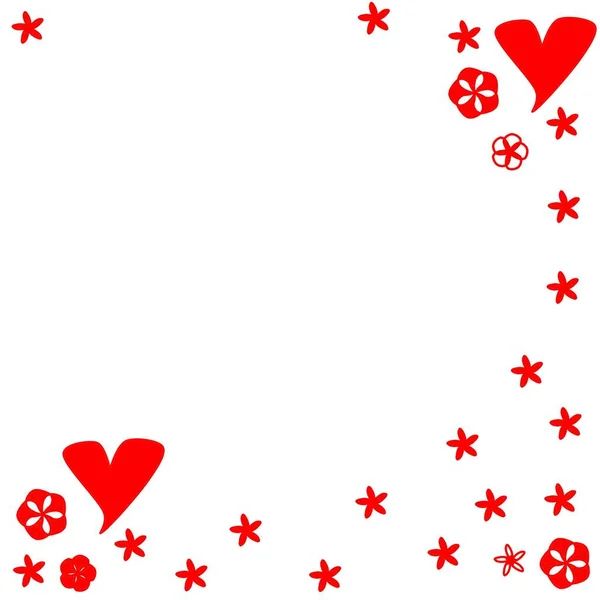 Background Card Invite Valentines Square Paper Red Love Hearts Floral — 스톡 사진