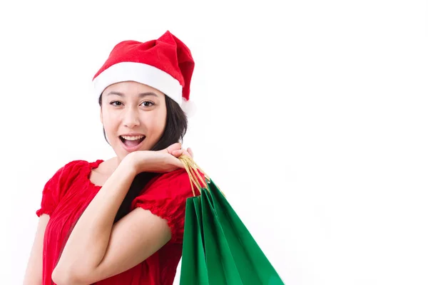 크리스마스 쇼핑을 즐기는 행복 한 여자 — 스톡 사진