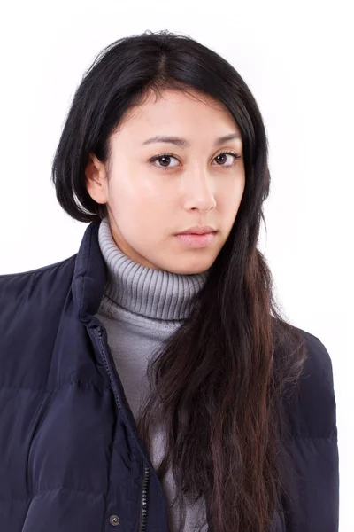 Confident woman looking at you, winter outfit — Stock Photo, Image