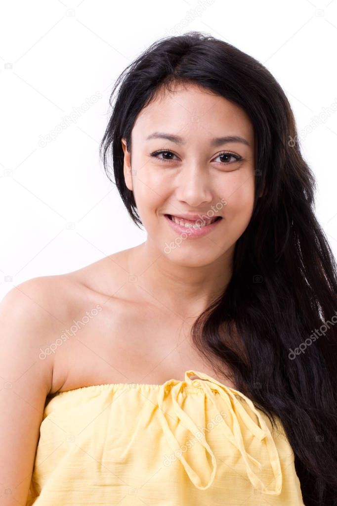 happy smiling woman in summer dress