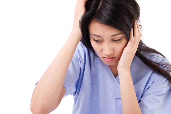 Paziente che soffre di mal di testa, stress — Foto Stock