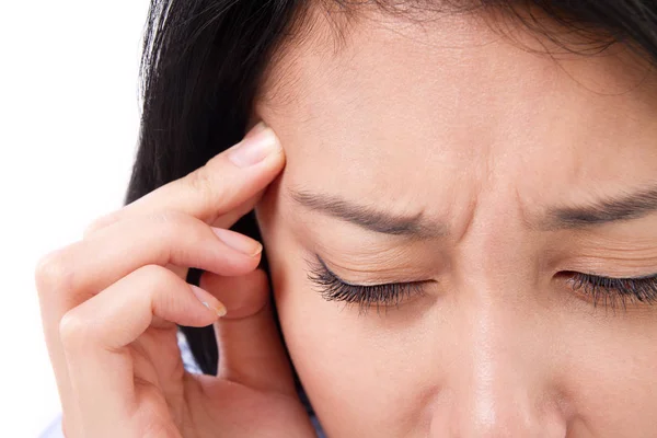 Paciente con dolor de cabeza, estrés — Foto de Stock