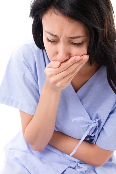 Paciente mujer con síntomas de náuseas — Foto de Stock