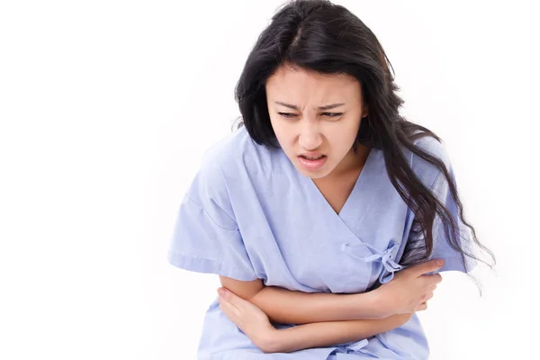 Woman patient suffering from stomachache — Stock Photo, Image