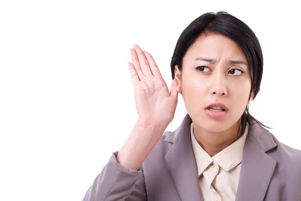 Businesswoman listening to bad news — Stock Photo, Image