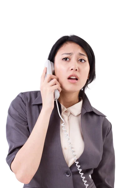 Frustrierte Geschäftsfrau am Telefon — Stockfoto