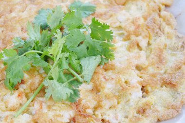 kereviz, derin yağda kızartılmış karides omlet yakın atış