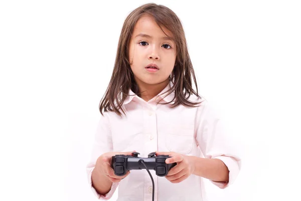 Frustré gamer petite fille expérience jeu plus — Photo