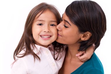 anne kızının yanak, aile sevgisi kavramı öpüşme