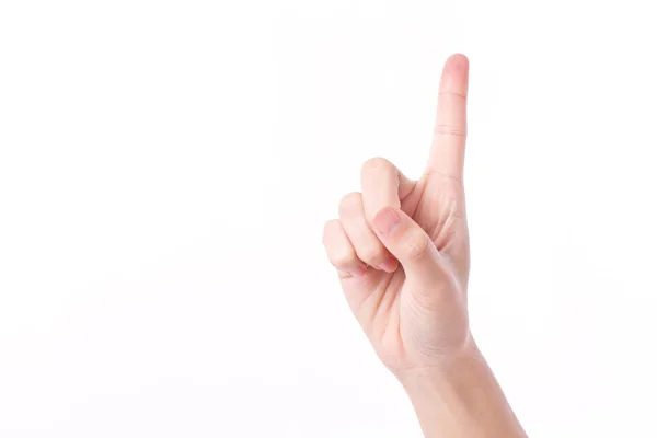 Hand showing, pointing up 1 finger gesture — Stock Photo, Image