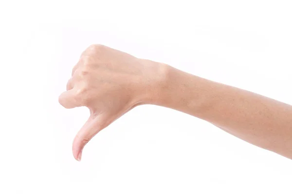 Hand tonen duim omlaag gebaar — Stockfoto