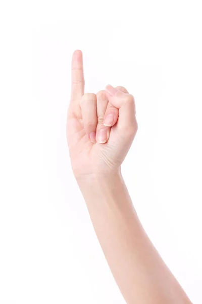 Handen visar upp lillfingret — Stockfoto