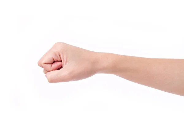 Woman clenched fist, hand isolated — Stock Photo, Image