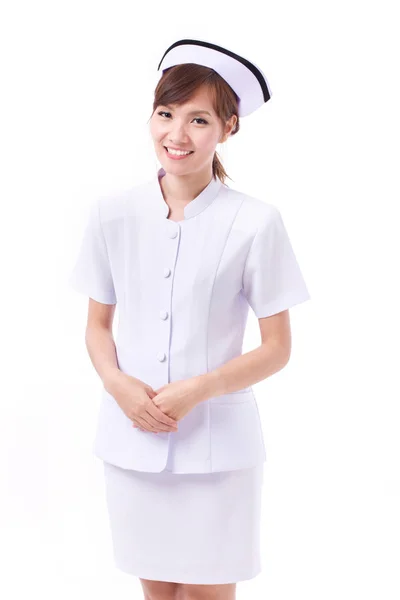 Enfermeira feliz, positiva com rosto sorridente — Fotografia de Stock