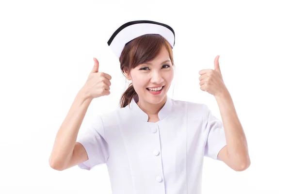 Zdravotní sestra dává dva palce nahoru — Stock fotografie