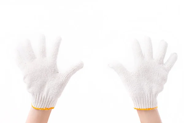 Pracovníka dvojité ruku dlaní směřující nahoru s průmyslově nebo agricult — Stock fotografie