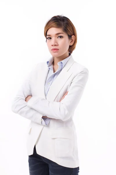 Intelligent, confiant femme d'affaires, studio isolé de femme asiatique — Photo