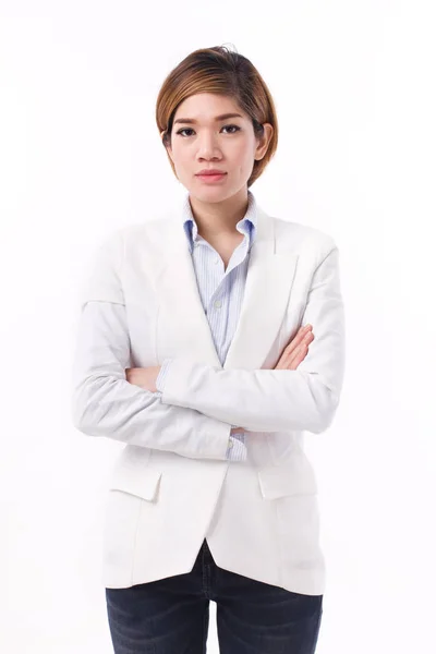 Intelligent, confiant femme d'affaires, studio isolé de femme asiatique — Photo