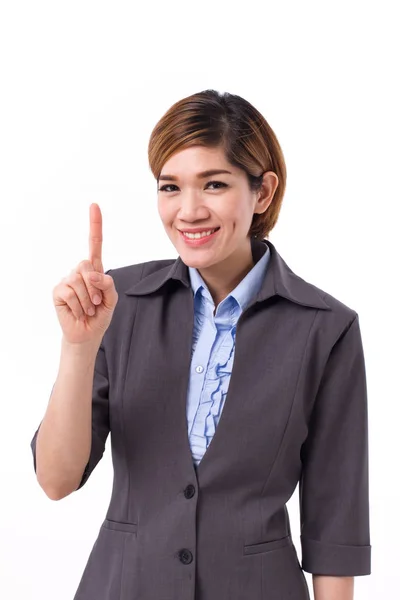 Business woman pointing up one finger — Stock Photo, Image