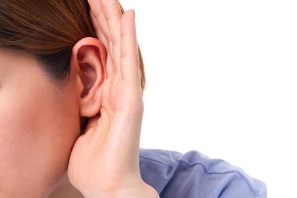 Woman with hearing loss or hard of hearing — Stock Photo, Image