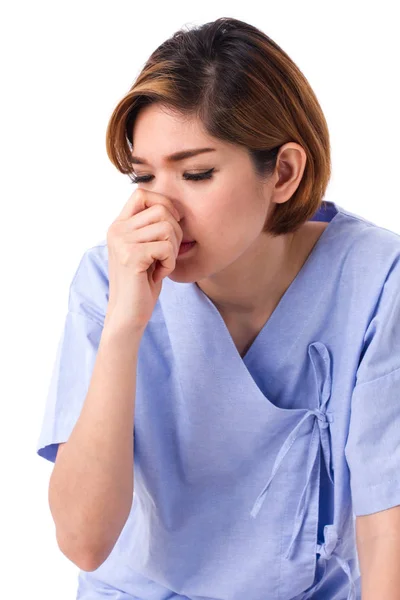 Mujer coger un resfriado, secreción nasal — Foto de Stock