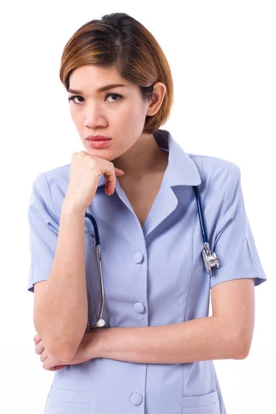 Angry nurse looking at you — Stock Photo, Image