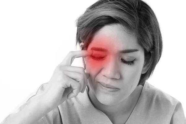 Mujer que sufre de irritación ocular, inflamación — Foto de Stock