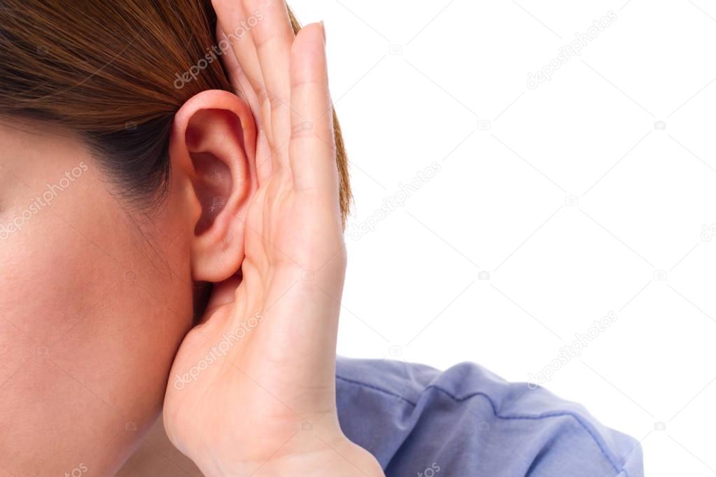 woman with hearing loss or hard of hearing