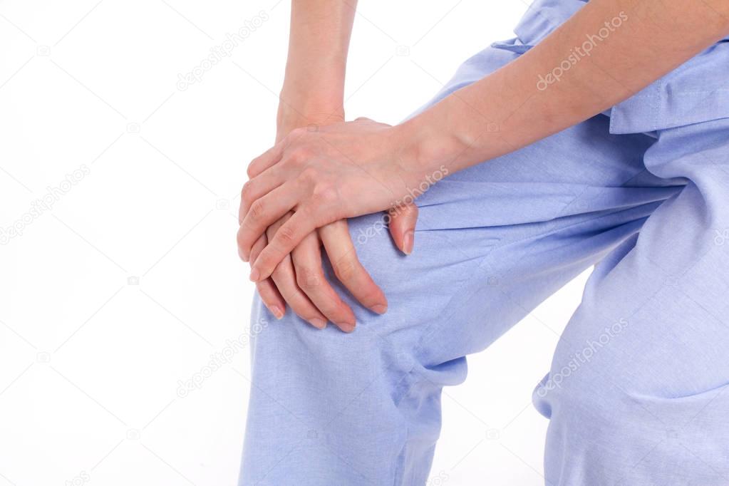 woman suffering from knee joint pain, arthritis, gout