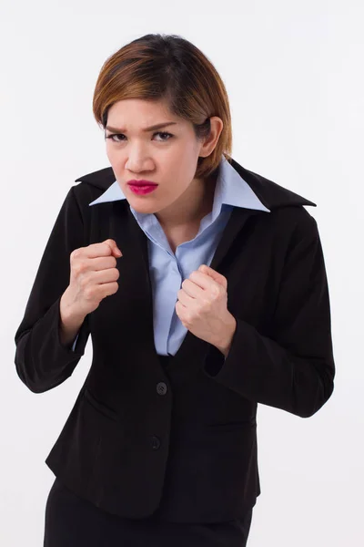 Arga affärskvinna som är redo att slåss — Stockfoto