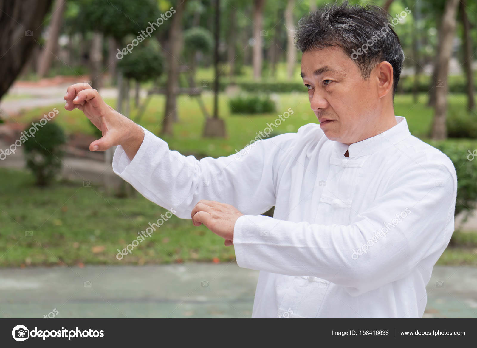 depositphotos 158416638 stock photo serious old man practicing tiger