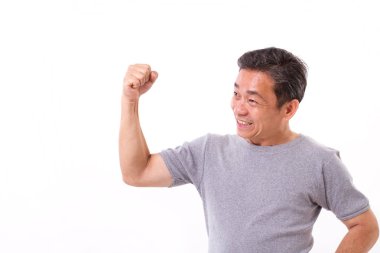 izole güçlü yaşlı ya da orta yaşlı adam beyaz