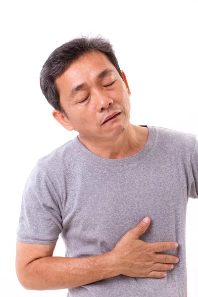 Zieke midden leeftijd man, zure terugvloeiing — Stockfoto