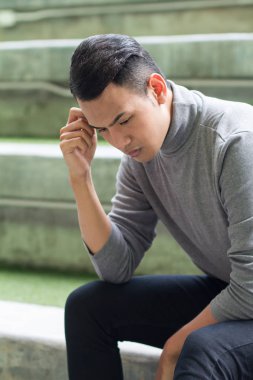 düşünme, merak, Asya adam portre planlama