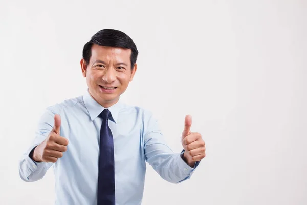 Businessman pointing up thumb up gesture — Stock Photo, Image