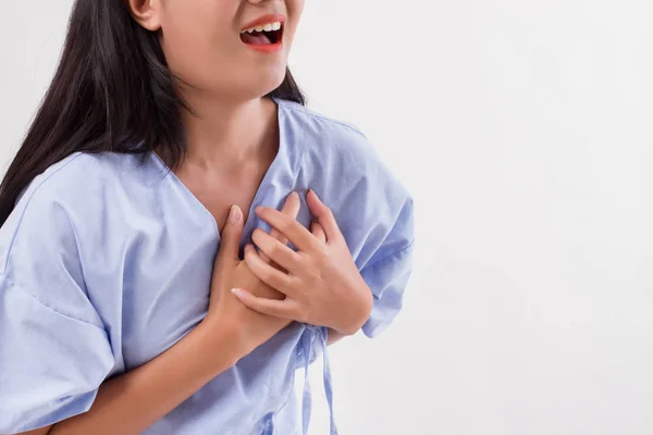 Woman patient suffering from heart attack — Stock Photo, Image