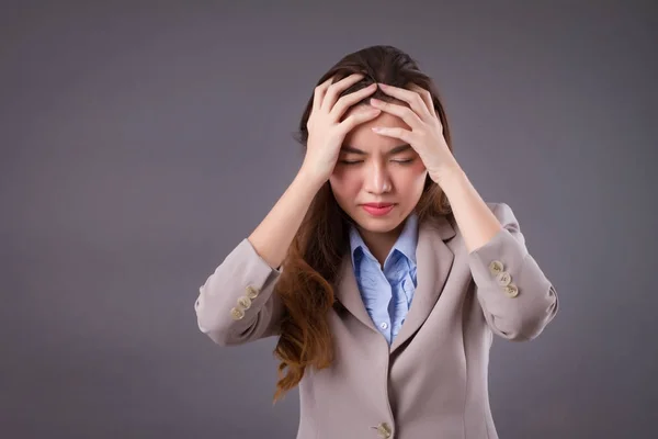 Business woman with headache problem — Stock Photo, Image