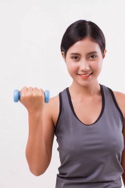 dumbbell ile sağlıklı fitness kadın ağırlık eğitim